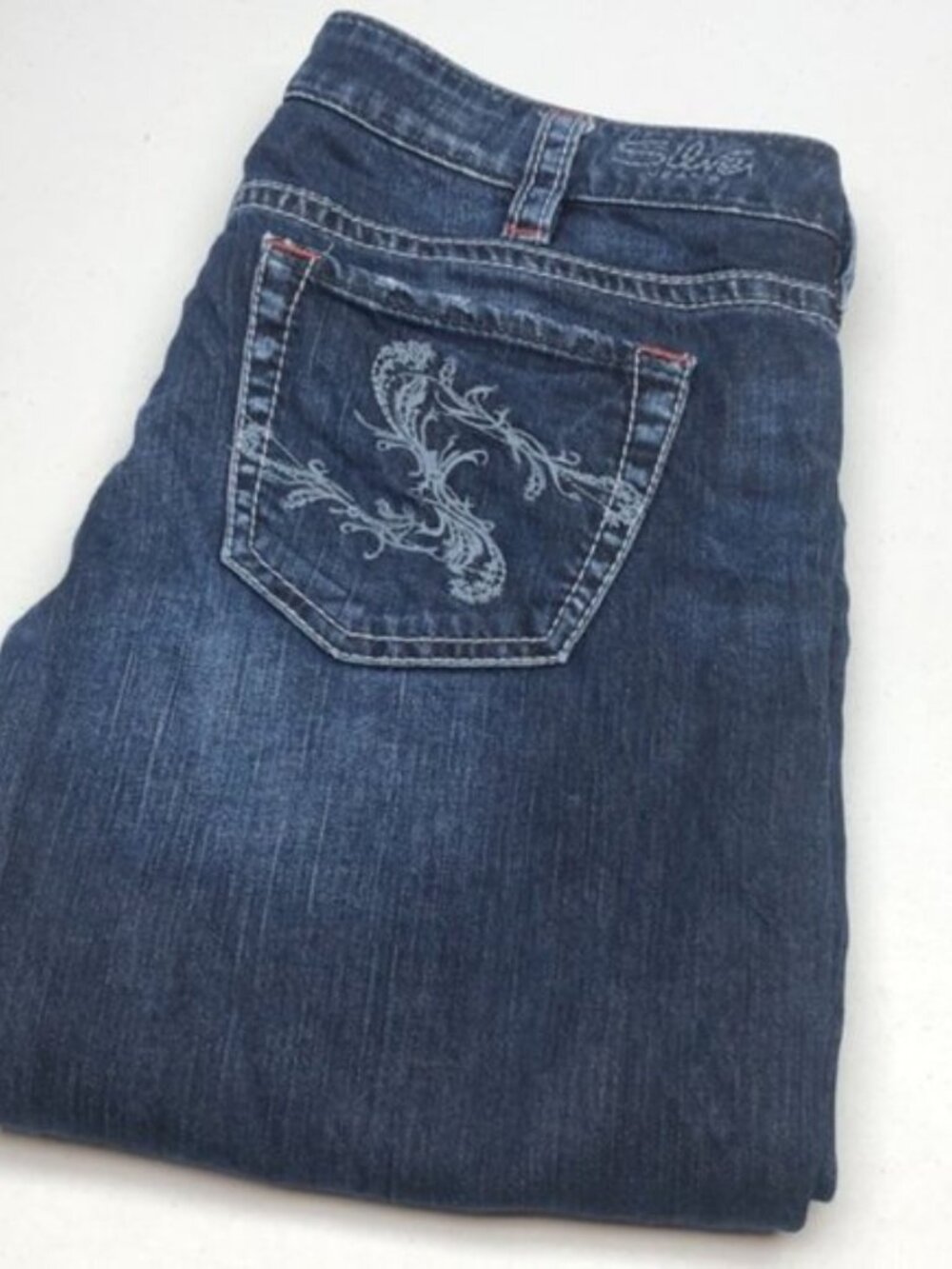 SILVER SANTORINI CROP JEANS 32x27 🦋